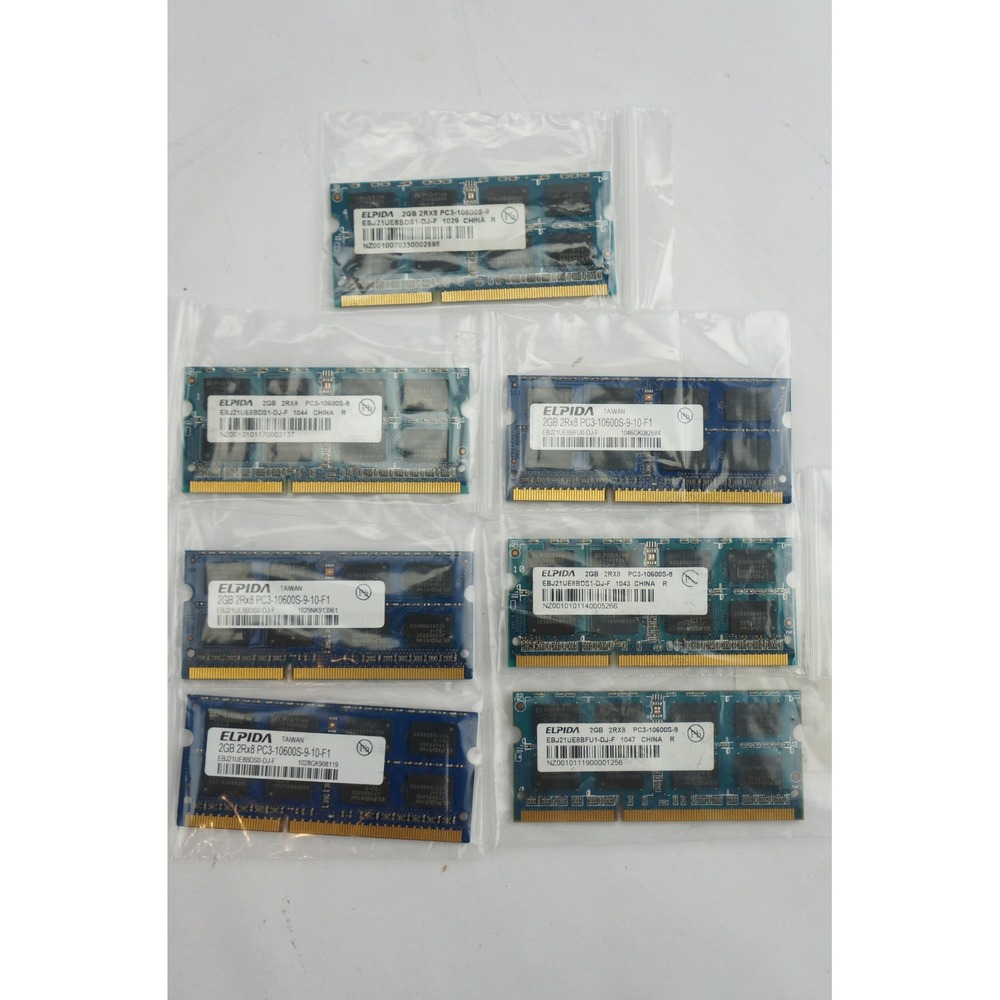 Elpida RAM Memory Laptop 2GB Blue PC3-10600S DDR3 1333MHz SODIMM Lot of 7 EUC
